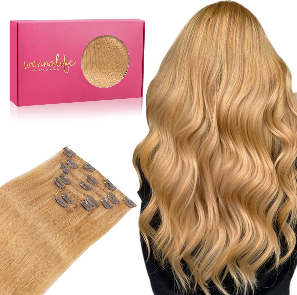 Clip-in Haarverlenging Echt Haar 50 cm 120g 7 Delen Natuurlijk Remy Haar