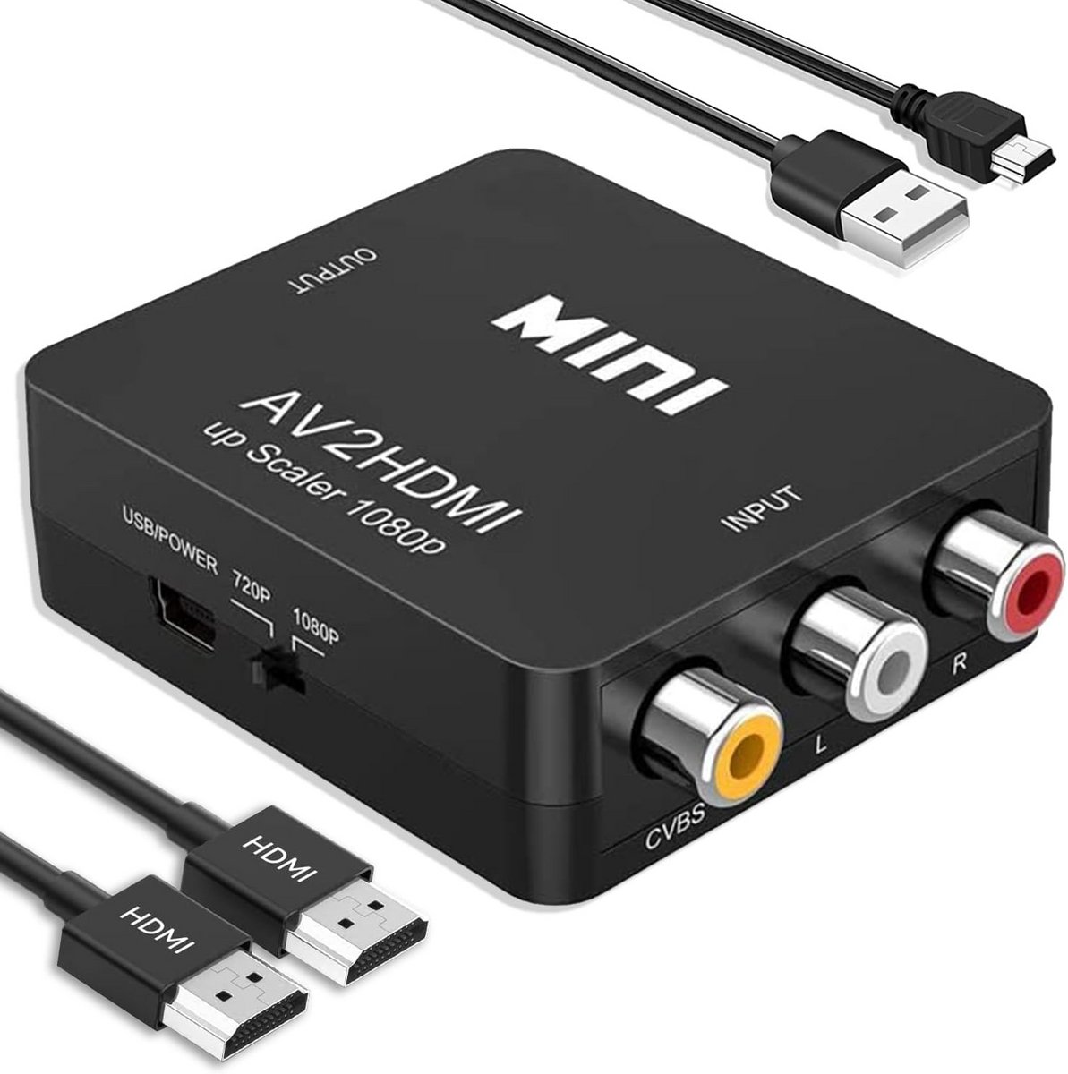 RCA naar HDMI Converter - Oud Naar Nieuw AV Signaal Adapter inclusief HDMI Kabel