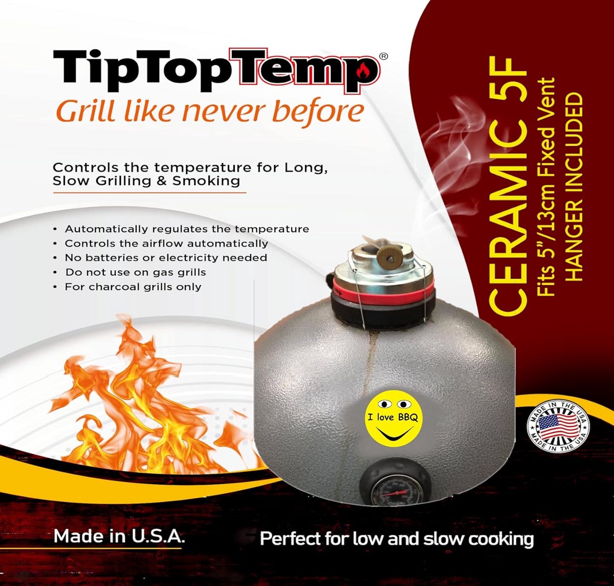 Regelbare Temperatuurmeter voor Kettle Barbecue en Smoker