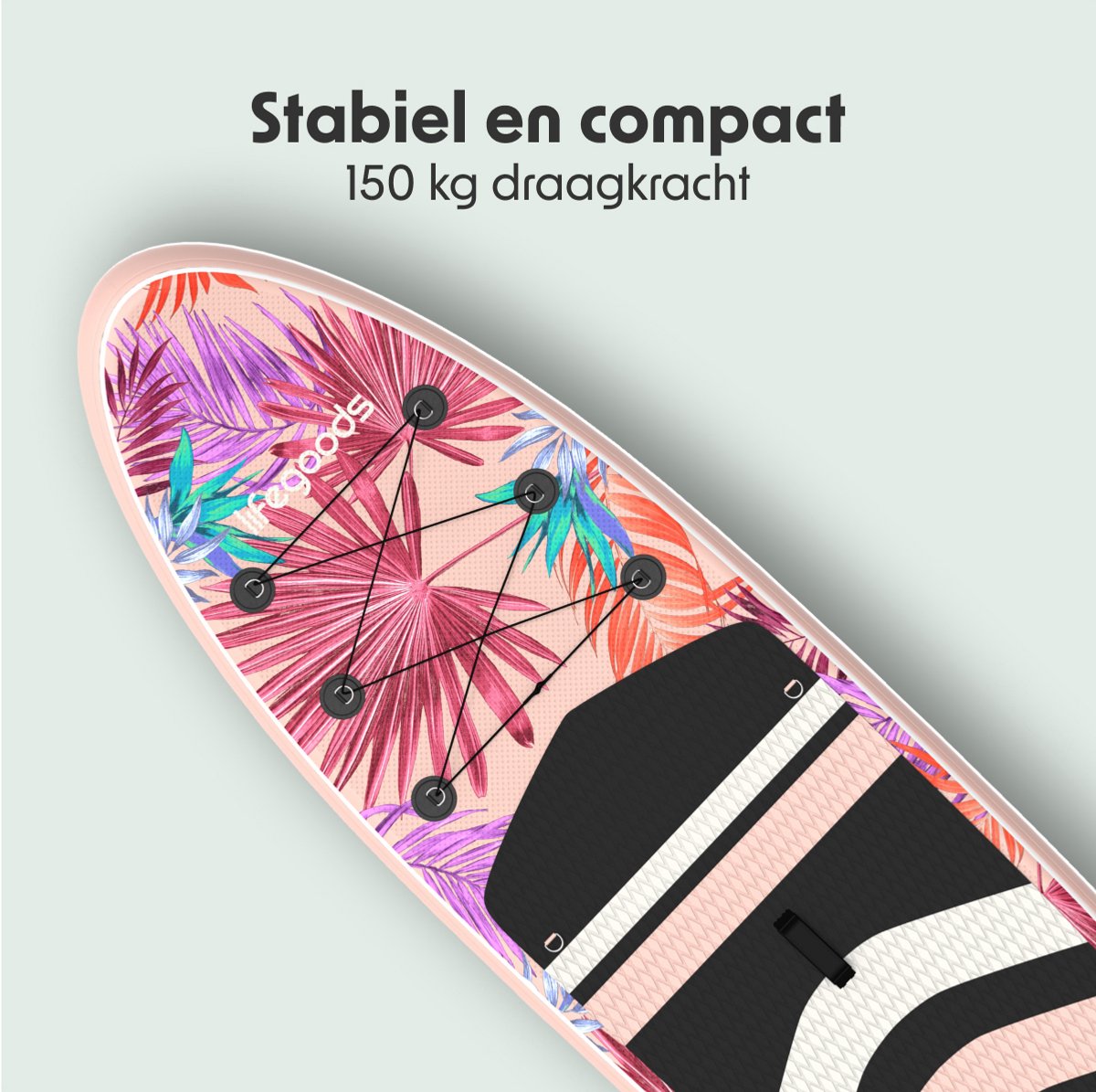 LifeGoods PaddlePro SUP Board - Opblaasbaar Paddle Board - Complete Set - Max. 150KG - 320x81cm - Tropical Roze – foto 5