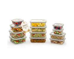 Safecourt vershoudbakjes - volledig van glas (100% micro-plastic vrij) - oven, vriezer, magnetron en vaatwasser - 11 delige set