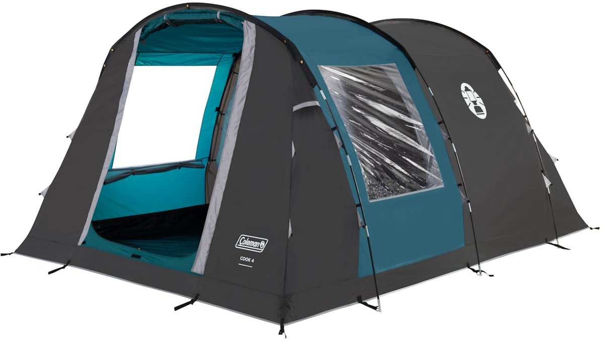 Coleman Cook 4 tent – 4 Persoons tunneltent – UV Guard zonbescherming - Brandvertragend materiaal – Grijs/blauw