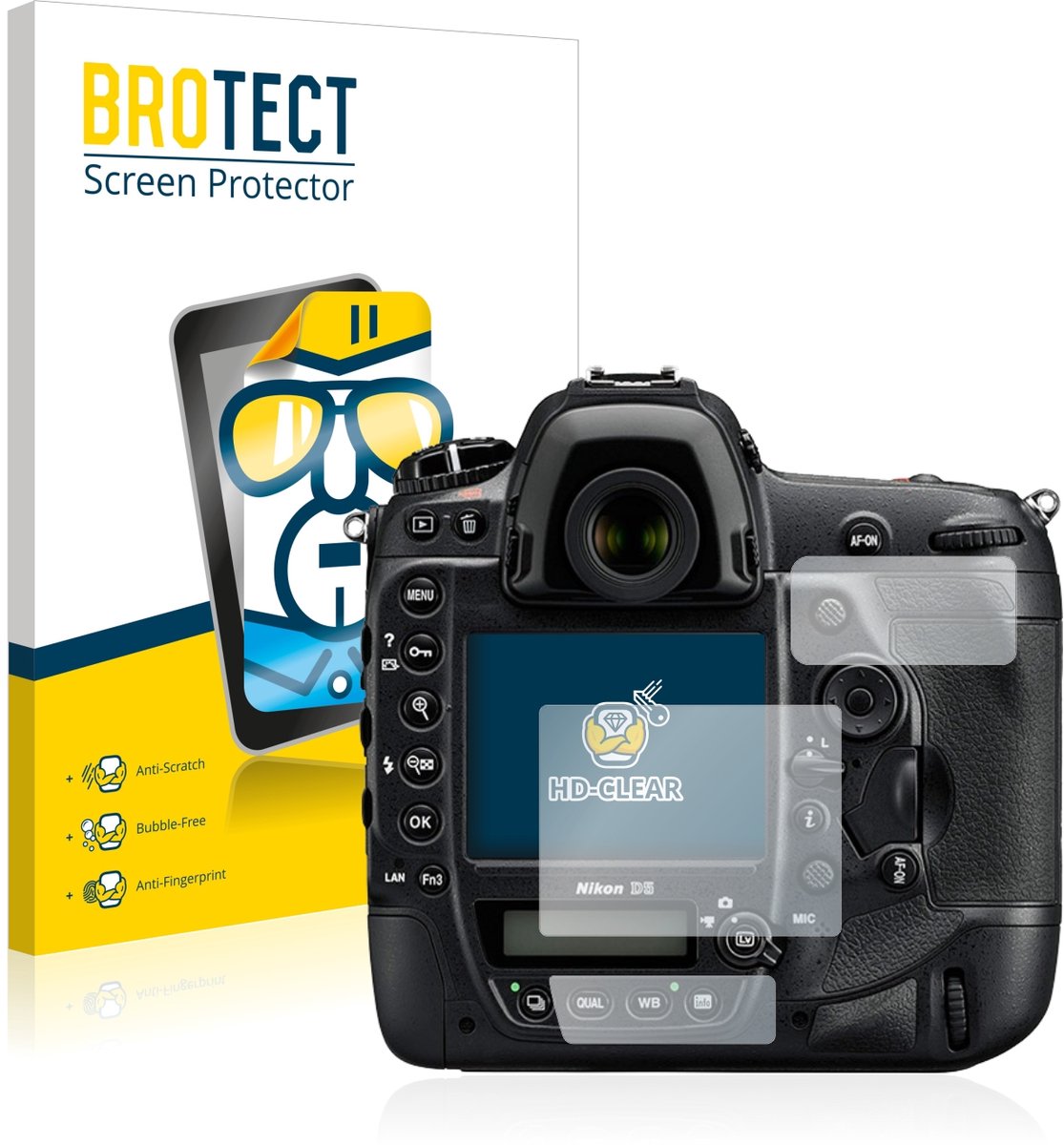 BROTECT - Screenprotector voor Nikon D5 - Folie Beschermfolie transparant 2 Stuks