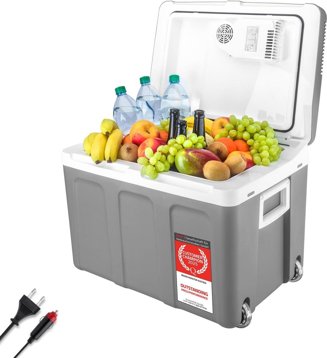 Grote 45L Elektrische Koelbox met Wielen - Koelen en Verwarmen voor Auto en Netstroom