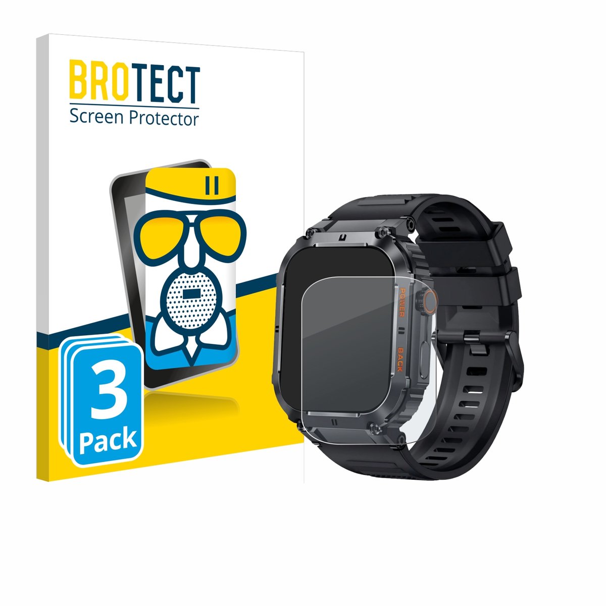 BROTECT - Screenprotector voor bedee Smartwatch 1.96" - Folie Beschermfolie Beschermglas matte 3 Stuks
