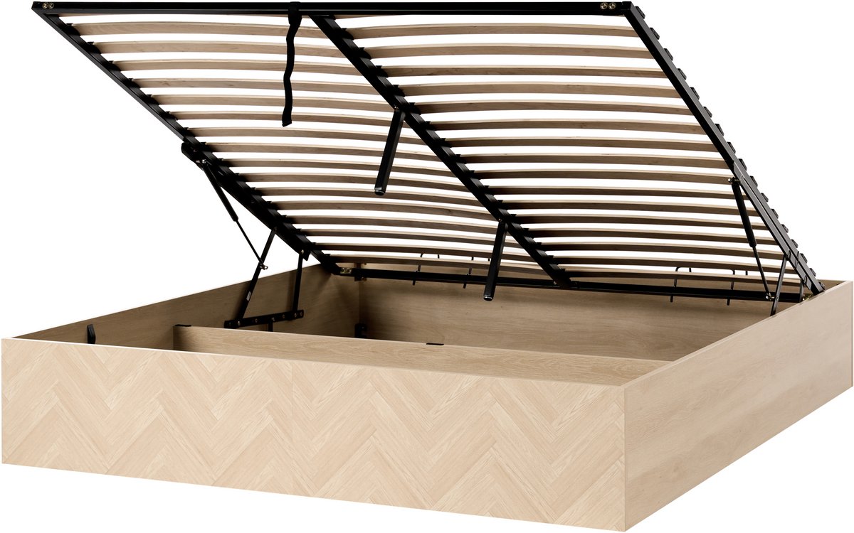 BELIANI ETEL - Bed met opbergruimte - Lichtbruin - 180 x 200 cm - MDF