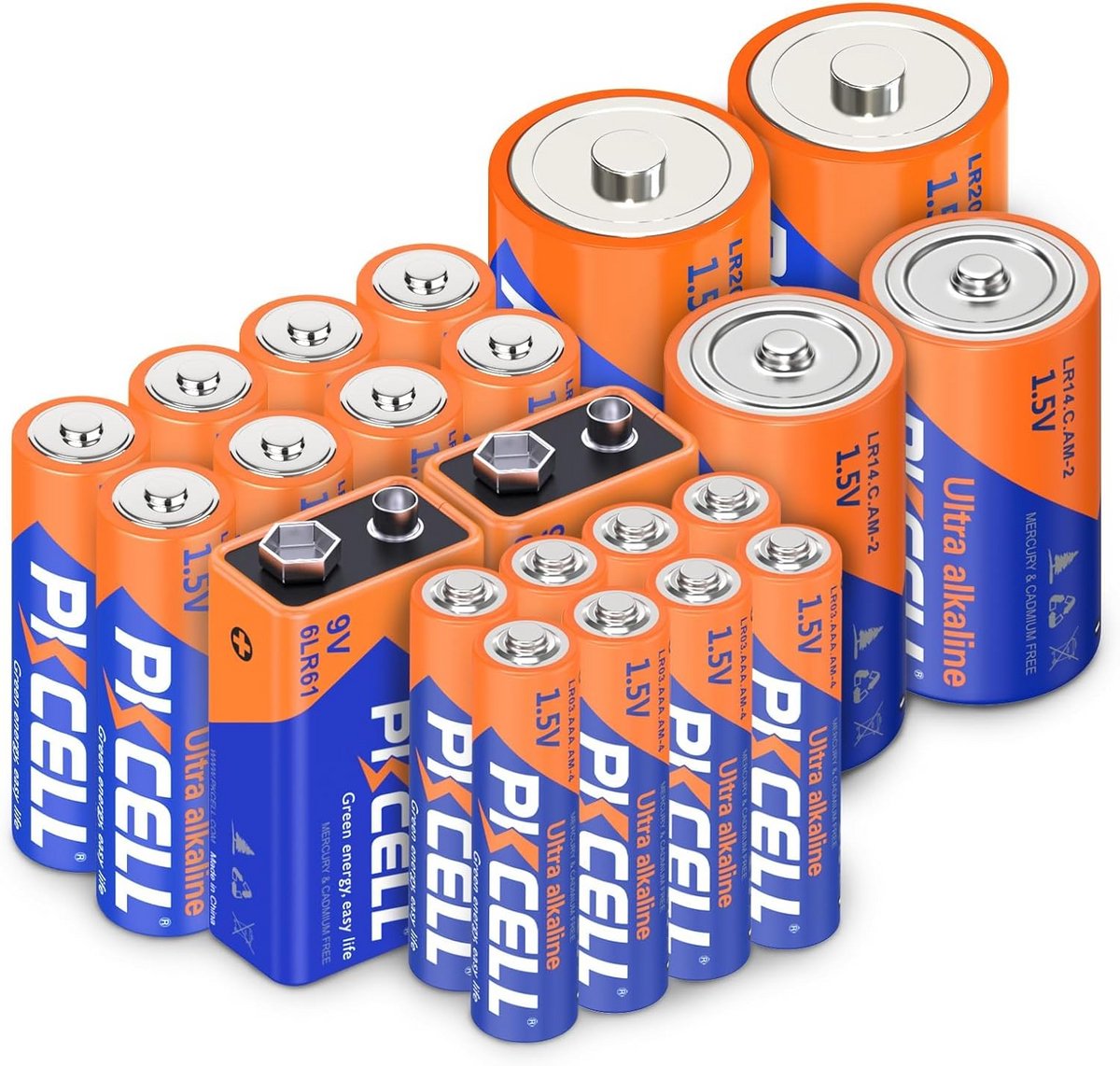 Grote Batterijen Set: AA, AAA, C, D en 9V Batterijen voor Huishoudelijke Elektronica