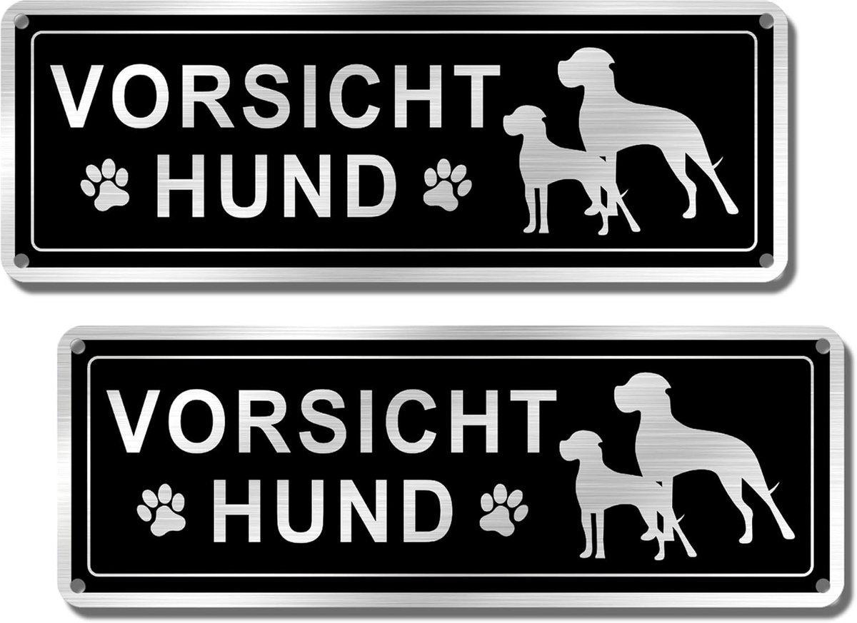 Waarschuwingsbord Hond Aanwezig Metaal Weerbestendig Zelfklevend 2 Stuks