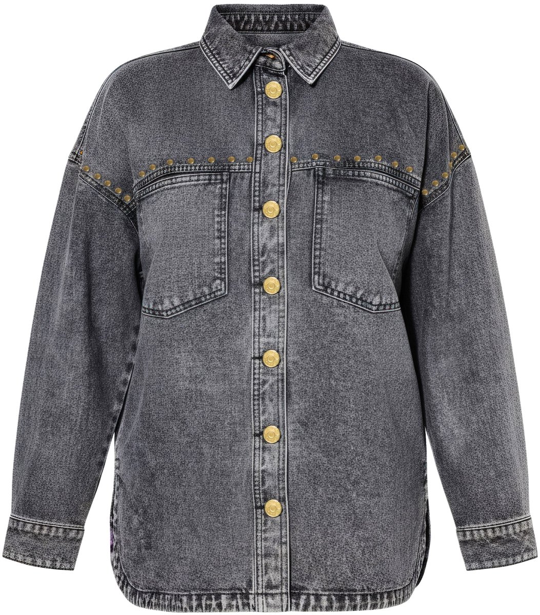 Studio Untold - Dames - Denim overhemd oversized vintage look sierstuds - Grijs denim - Maat 46+
