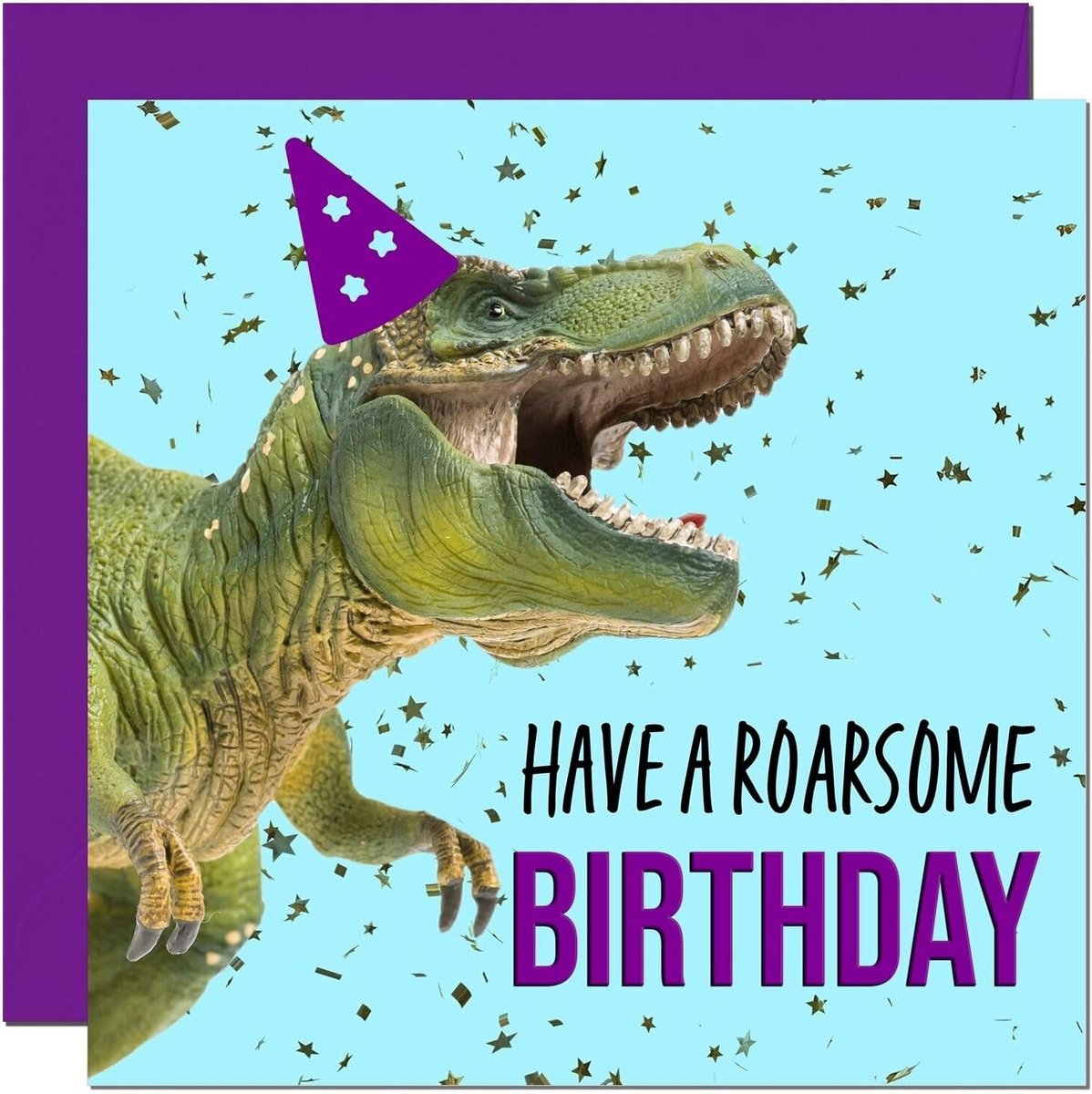Grappige Verjaardagskaart met T-Rex Dinosaurus - Vierkante Wenskaart