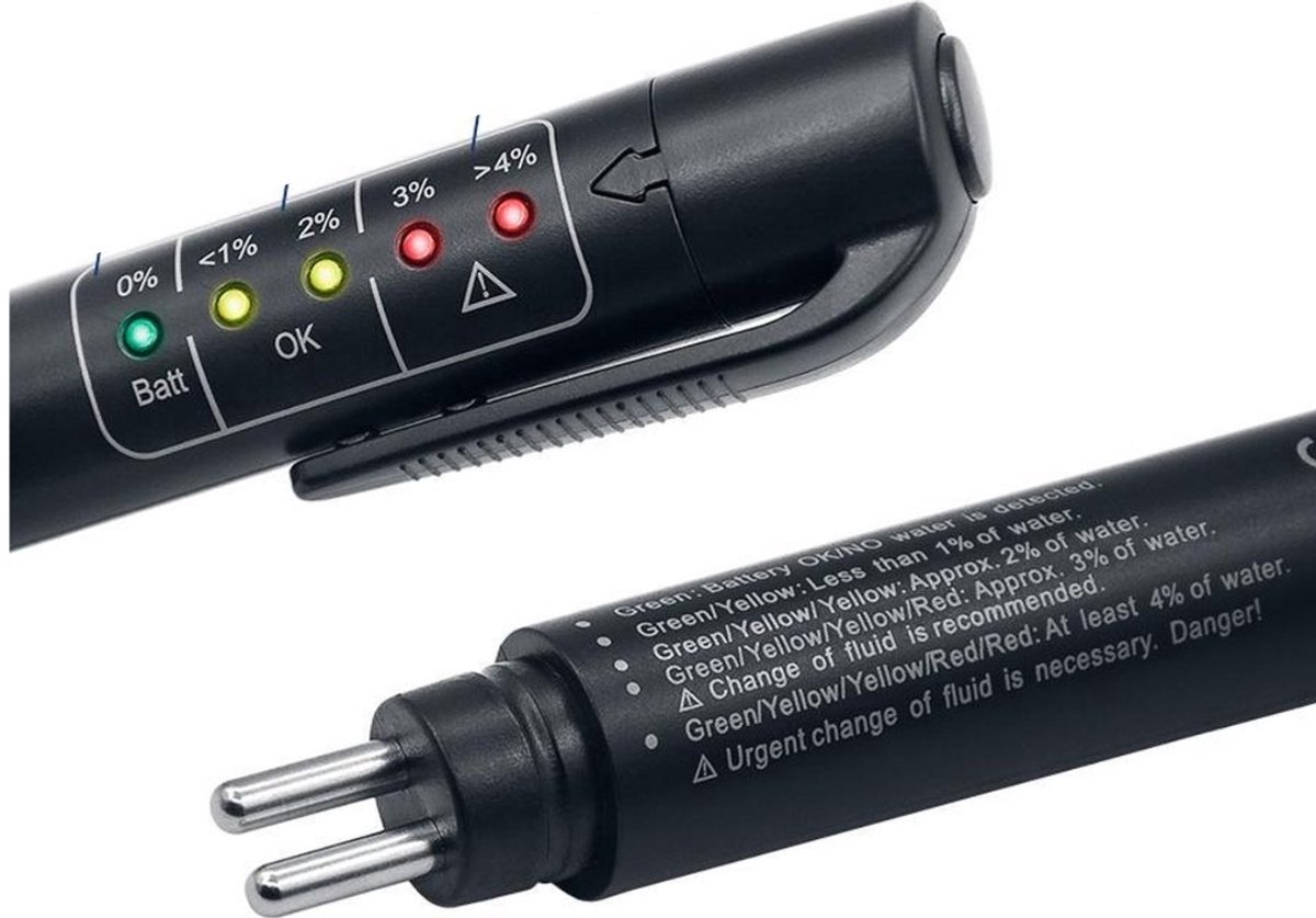 Scoby - Remvloeistof Tester - Remvloeistof Pen - Auto Accessoire - Brake Fluid Tester - LED Indicator - Universeel - Zwart