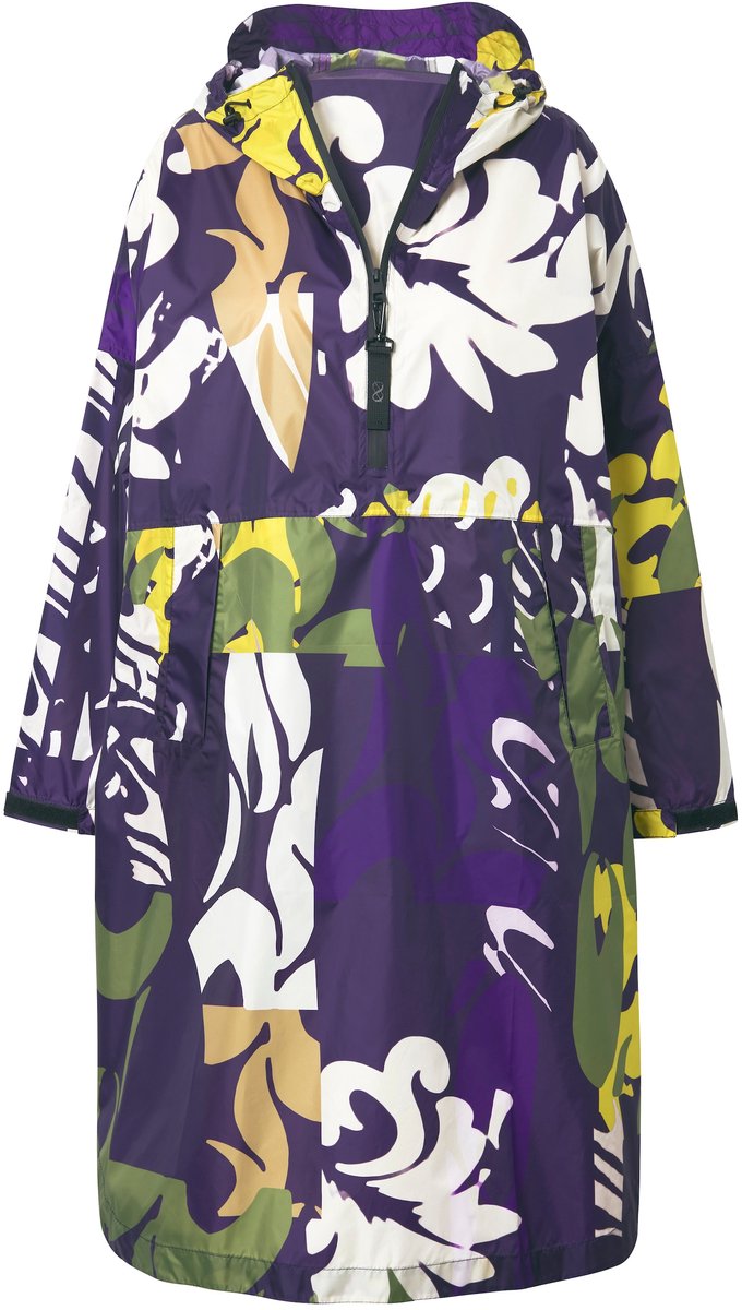 Laurasøn - Dames - Functionele regencape unisex print capuchon - Groen - Maat 1