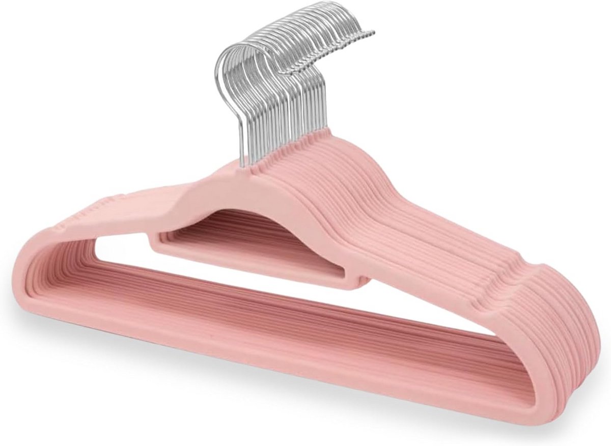 Set van 20 Antislip Fluwelen Hangers 44 cm met Trekstang en Draaibare Haak