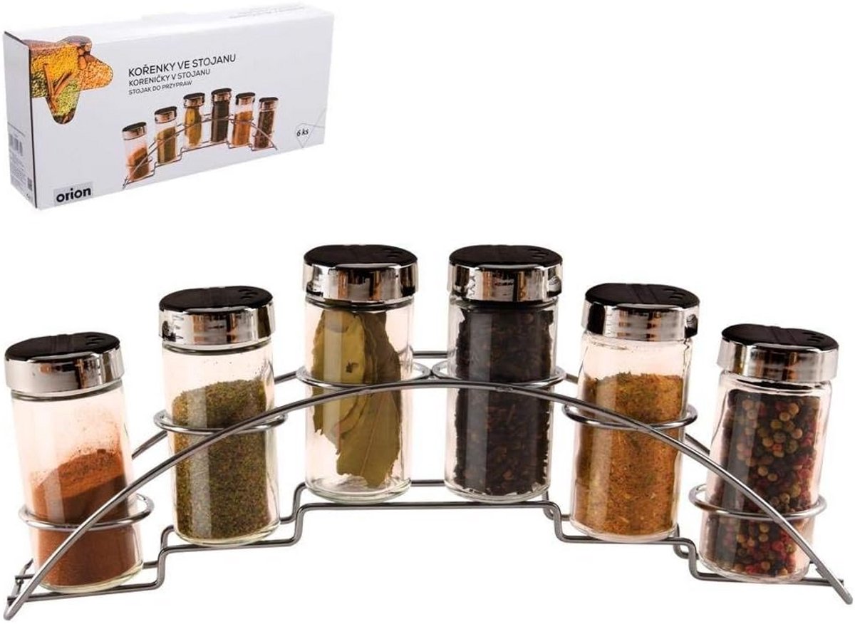 Set van 6 Kruidenpotjes met Standaard voor in de Keuken