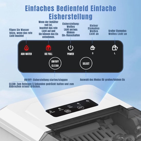 MIRA® ljsblokjesmachine - Zelfreinigende Ijsblokjesmaker - Ijsblokmaker - Wit - 23cm x 29cm x 29cm; 6.42 kg van Merkloos — afbeelding 2
