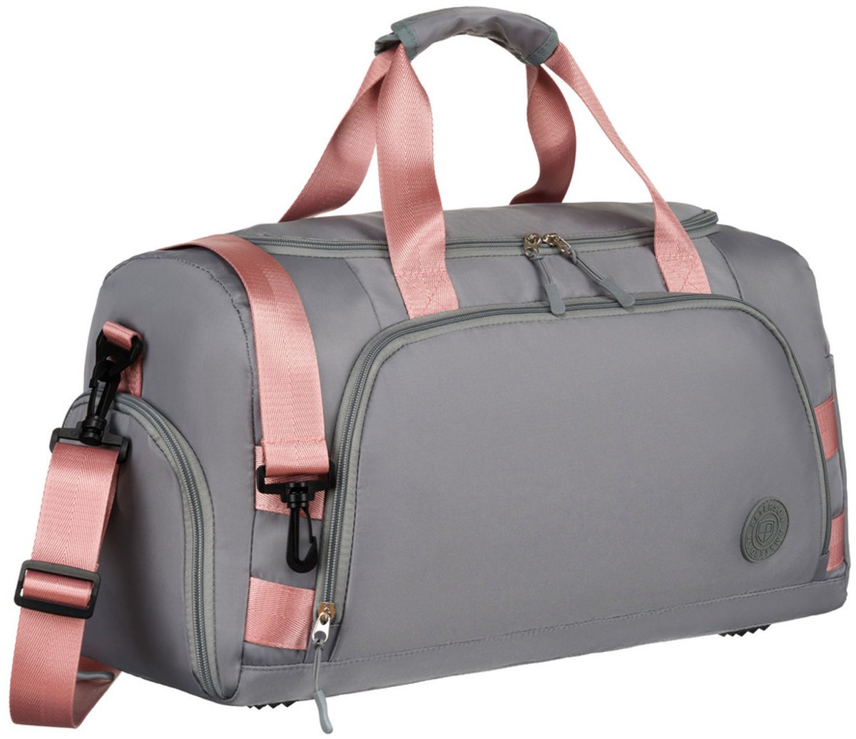Peterson - Weekend-/Reistas - Grijs/Roze - Met Kofferhandvat - 21L