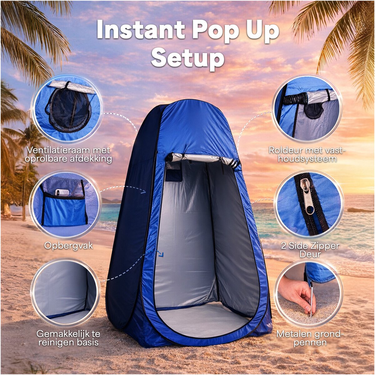 Justcamp Freeport Camping Shower Tent, Changing Tent, 2 m Height