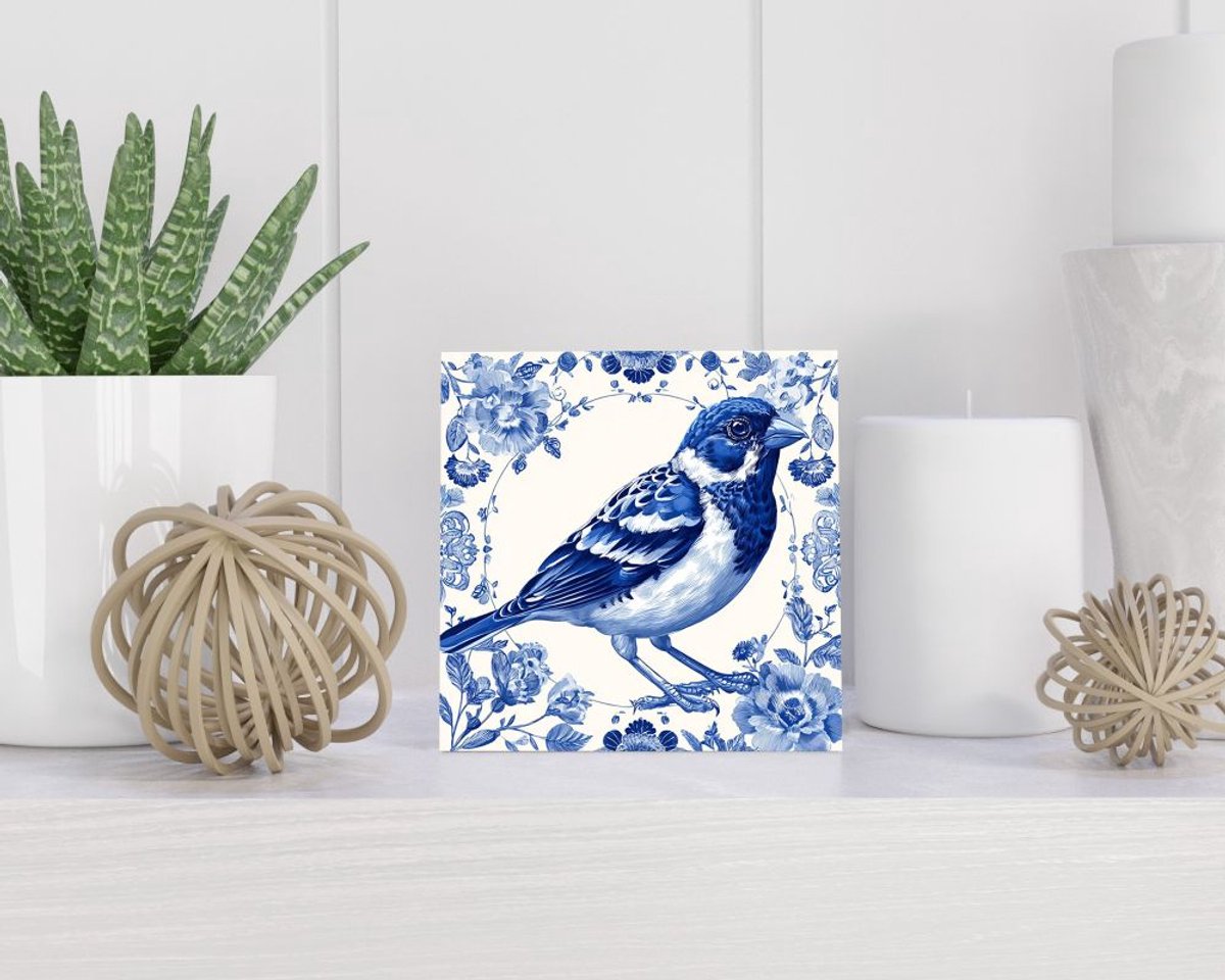 Tegel 15x15 cm met Delfts blauw cadeau decoratie | tegeltjes met tekst | tegeltjes met spreuken | collega | oma | opa | pensioen | mama | papa | vriend