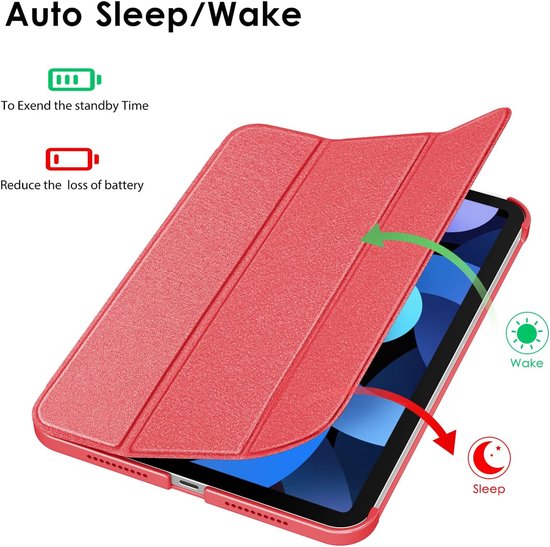 Casemania Stylus en Hoes Geschikt voor Apple iPad 2025 (A16) - Crimson Rood - Universeel Stylus Pen - Smart Cover met Pencil Slot Uitsparing — afbeelding 4