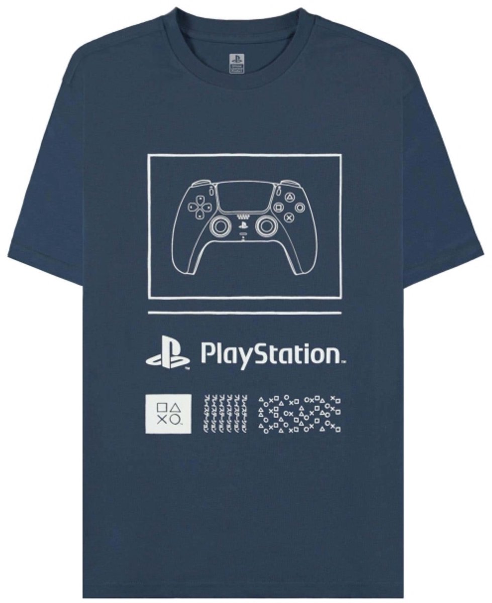 PlayStation - Controller Heren Tshirt - L - Donkerblauw