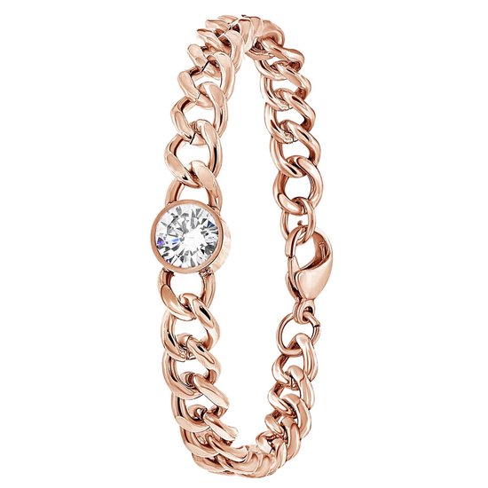 Bracelet en acier rose avec zircone blanche