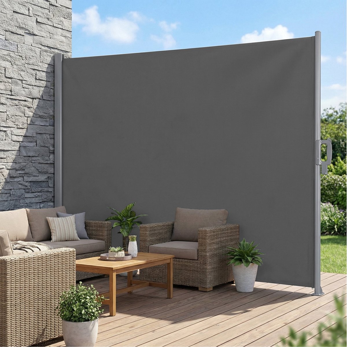 Zijluifel – Uitschuifbaar – Van aluminiumlegering en waterafstotend polyester – Antraciet – 180 x 400 cm