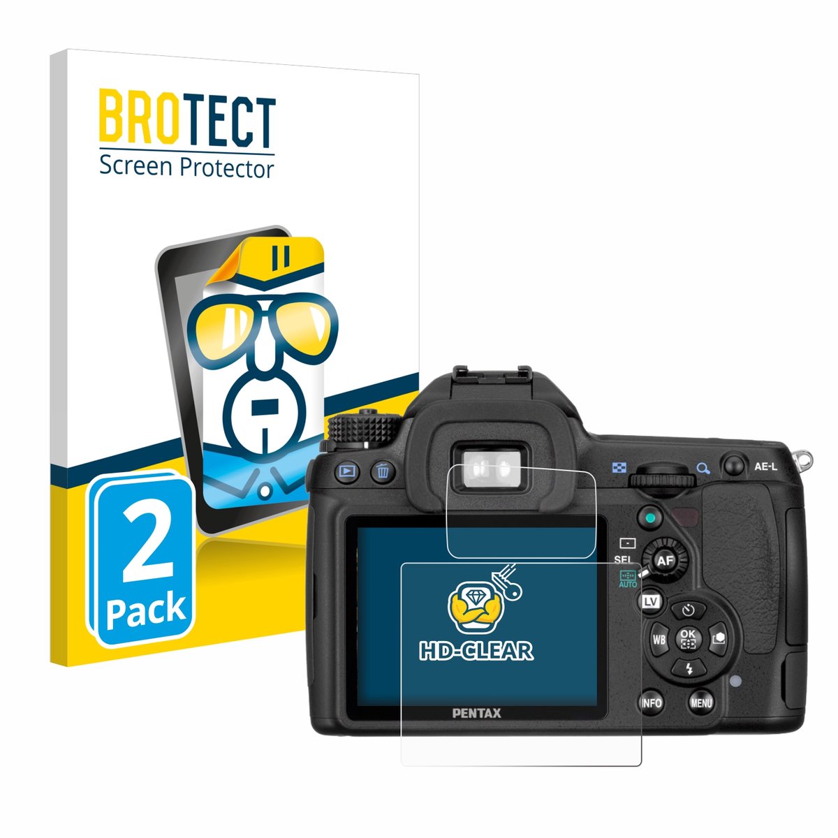 BROTECT - Screenprotector voor Pentax K5, K-5 - Folie Beschermfolie transparant 2 Stuks