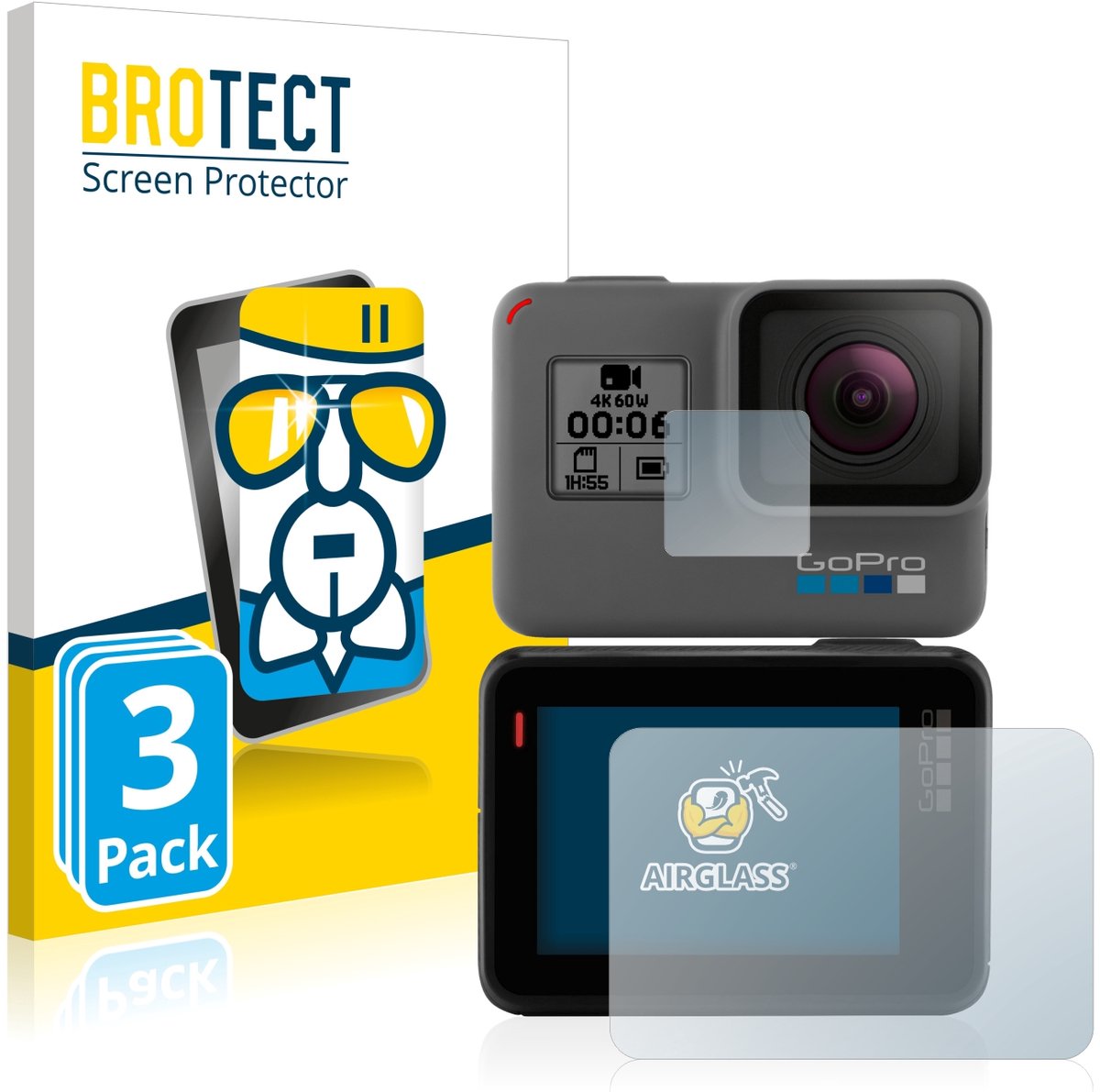 Screenprotector 3 Stuks voor GoPro Hero 5 Black Beschermglas transparant