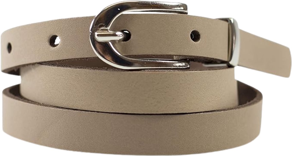 Leren Riem voor Dames - Smalle Lederen Riem met Zilveren Gesp - Stijlvol Cadeau voor Dagelijks Gebruik - 130 cm - 1 Stuk - Taupe - van Imperatoris