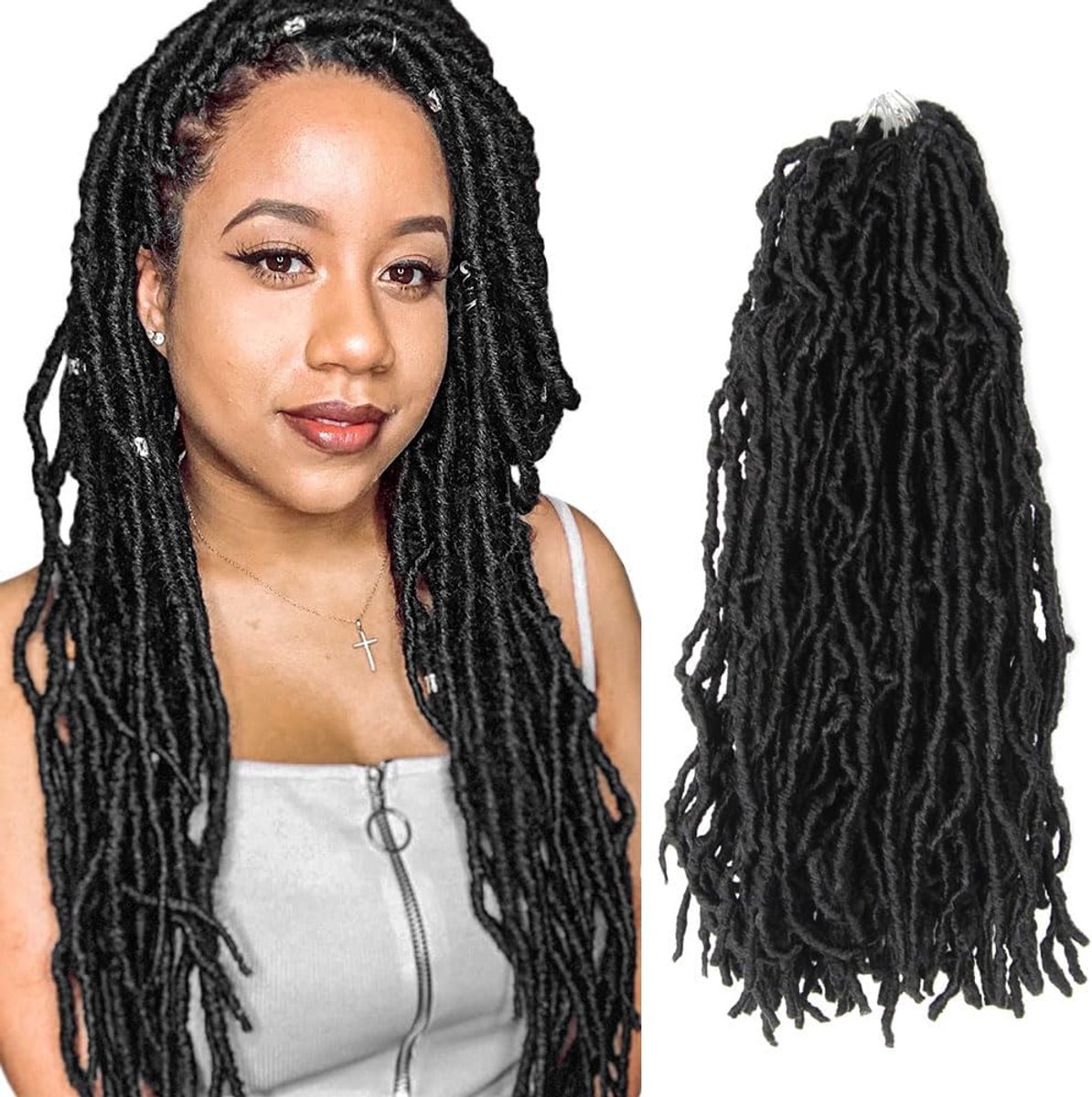 Lang Kunstmatig Gevlochten Haar voor Locs, 45 cm Zachte Krulvlechten