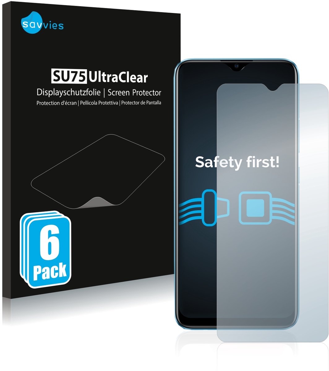 Savvies - Screenprotector voor realme C21 - Folie Beschermfolie transparant 6 Stuks