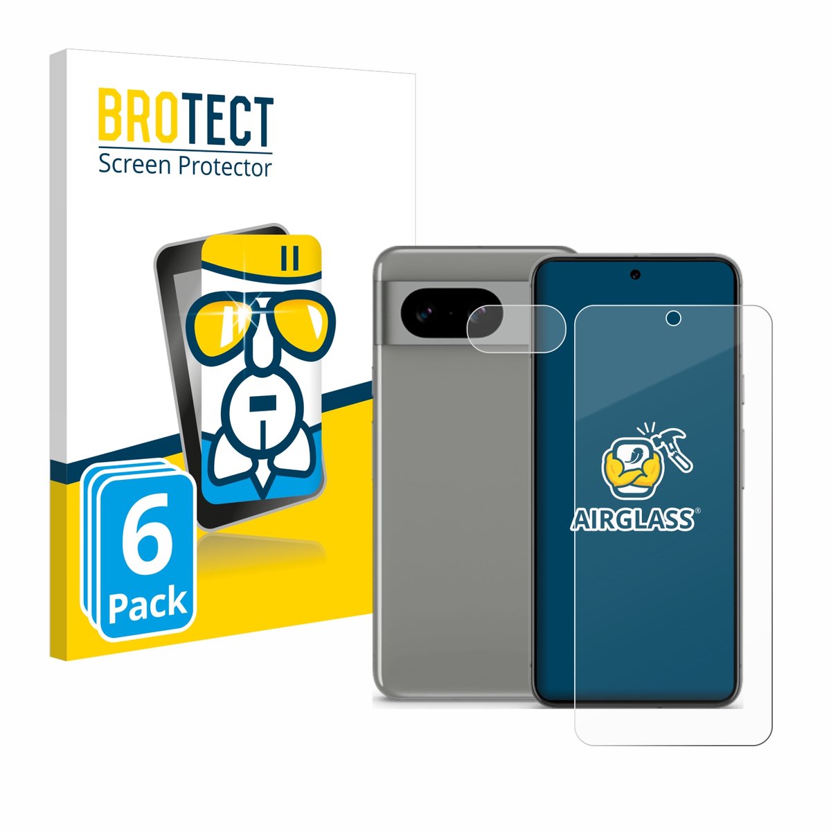 Screenprotector 6 Stuks voor Google Pixel 8 (Voor+Camera) Beschermglas transparant