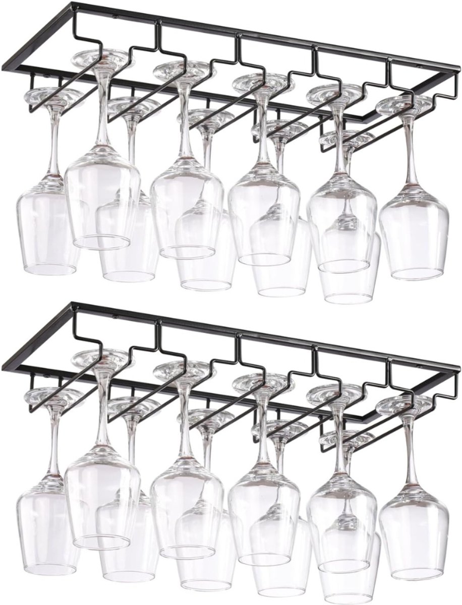 Zyrex® Ophangrek Wijnglazen - Wijnglazenhouder – Metalen Wijnglazenrek - Zwart - 22cm x 40cm x 6cm