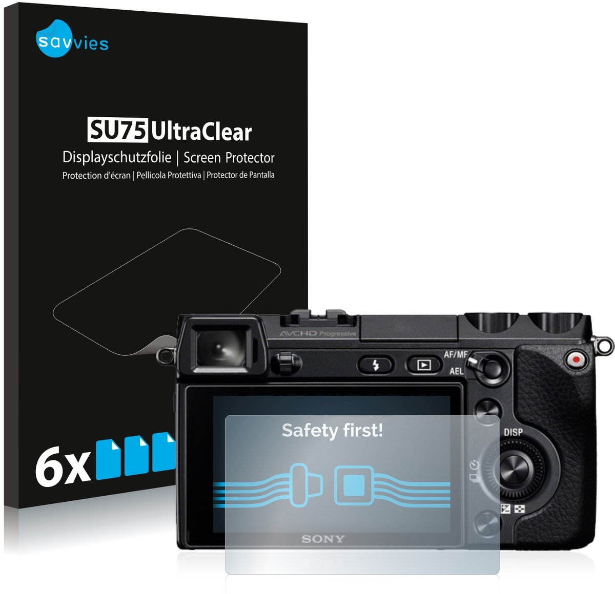 Savvies - Screenprotector voor Sony Alpha NEX-7 - Folie Beschermfolie transparant 6 Stuks
