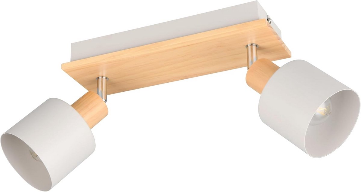 Wandspot met Houtaccent - Metaal Warm Grijs - E14 Fitting
