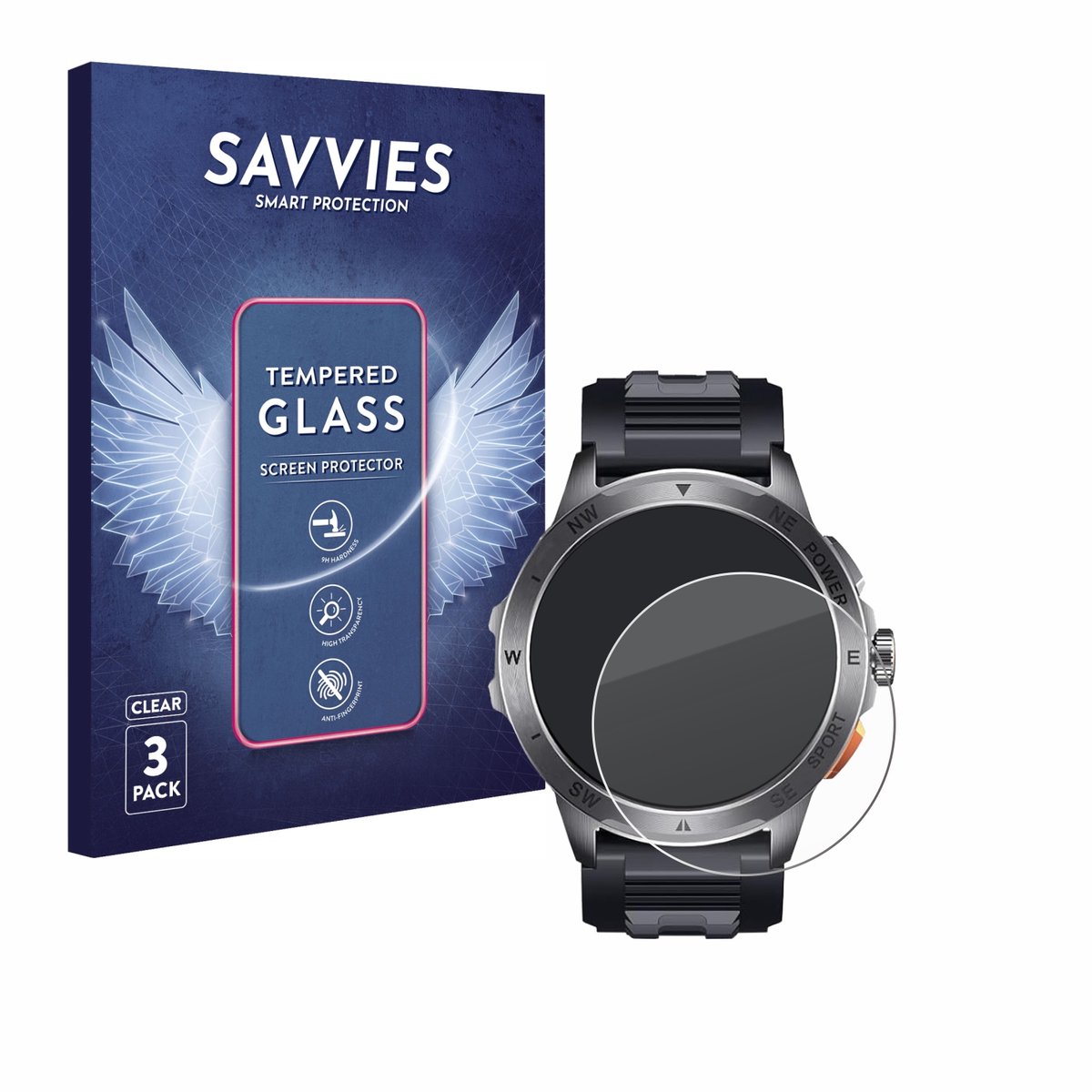 Savvies - Glas Screenprotector voor SLOKSFil AK77 1.43" - Gehard Beschermglas 9H 3 Stuks