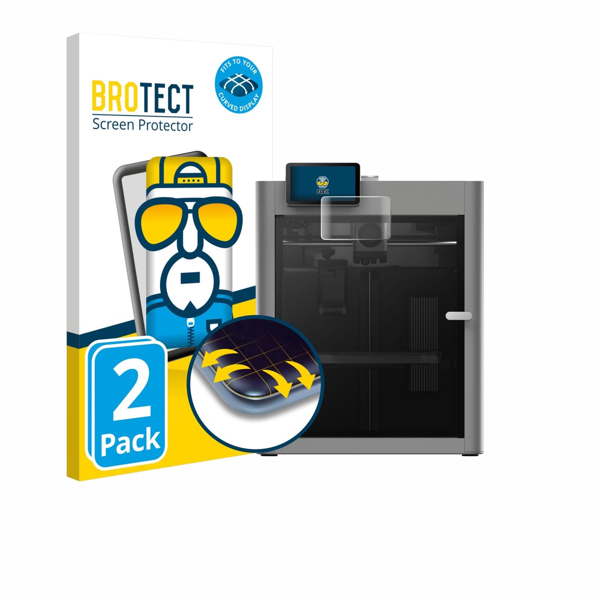 BROTECT - Screenprotector voor Bambu Lab P2S 3D Printer - Folie Beschermfolie transparant volledig dekking - 2 Stuks