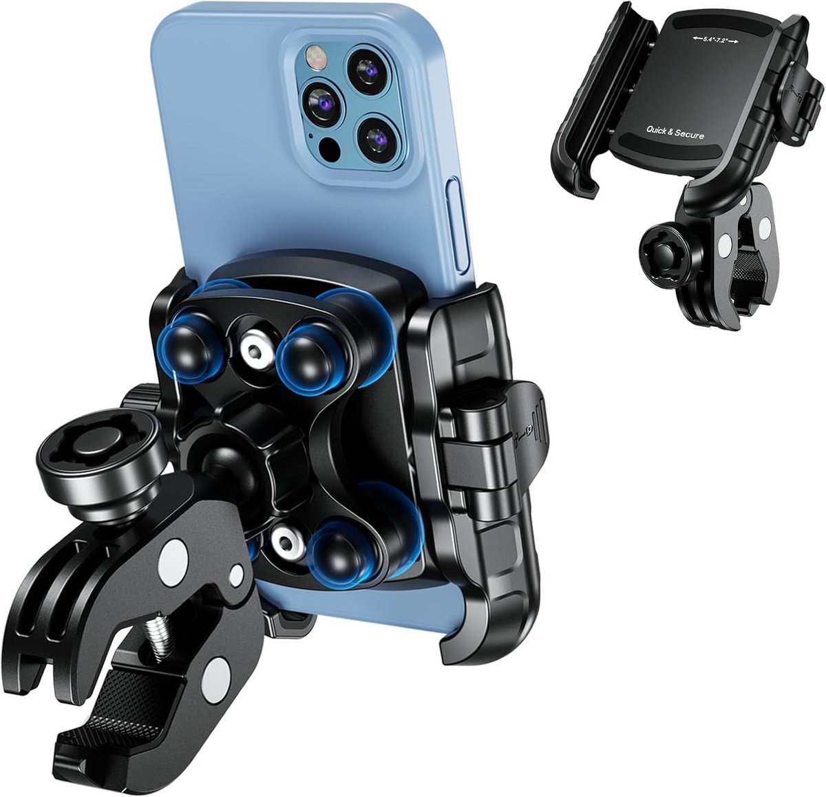 Fiets telefoonhouder voor smartphone 5,4-7,2 inch met trillingsdemping voor stuurpen