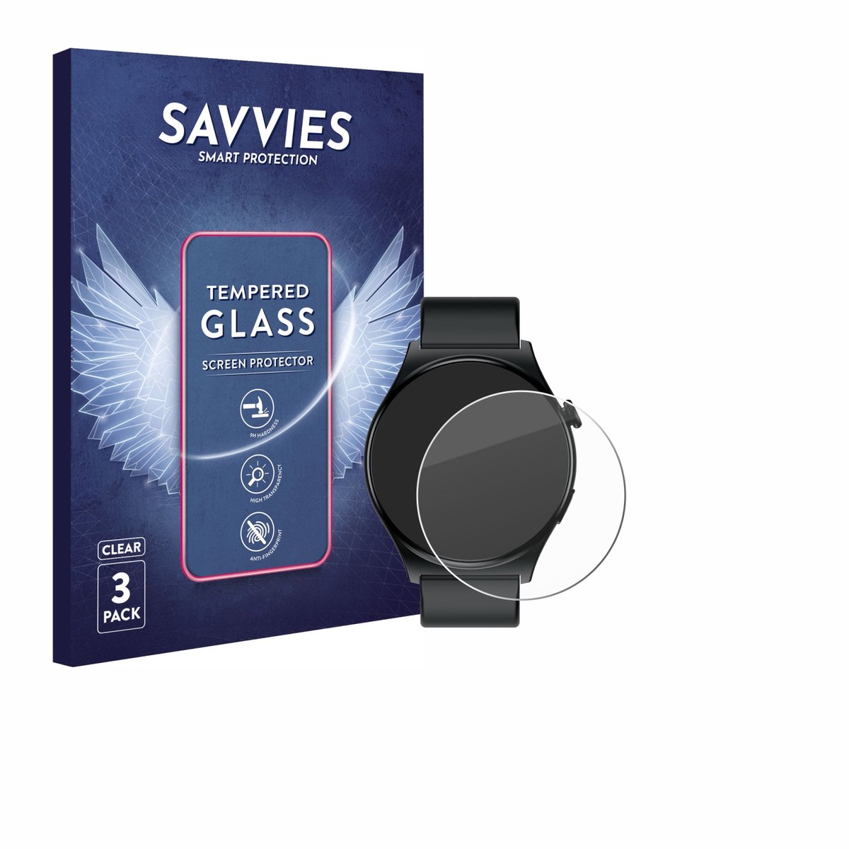 Savvies - Glas Screenprotector voor Infinix XWATCH XW3E - Gehard Beschermglas 9H 3 Stuks