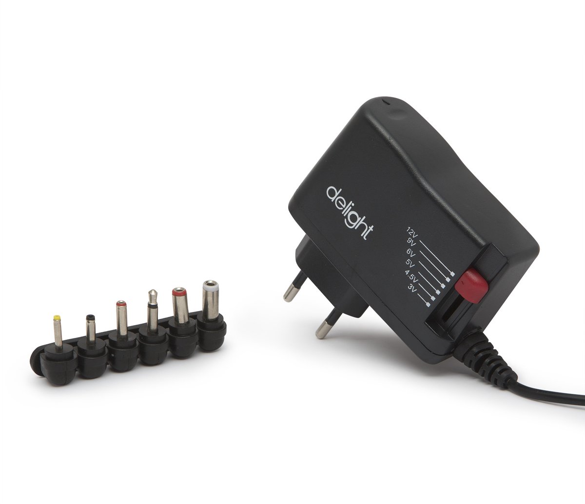 Universele Adapter 3V-12V - 1500mA - 18W - Verstelbare DC Spanning - Verwisselbare DC Stekkers - Voeding voor Elektronica [55056B]