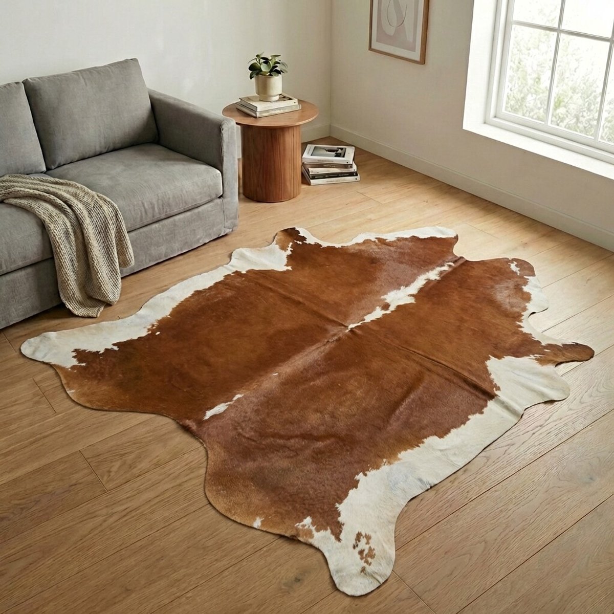 Koeienhuid Vloerkleed XL (Groot) - Effen-solid - 232 x 223 cm - Koeienkleed / Koeienvel / Dierenvel / Dierenhuid / Koehuid Tapijt