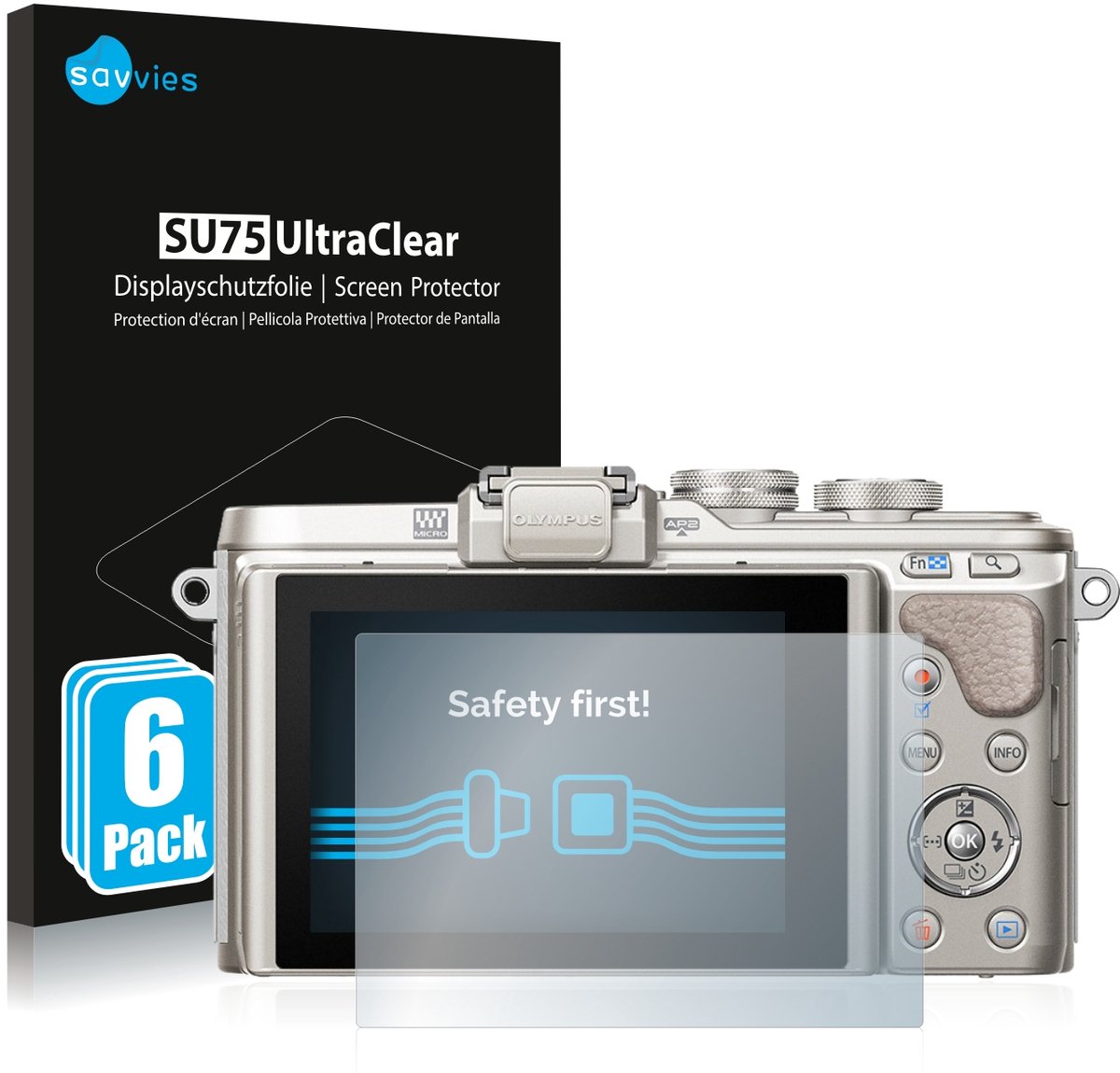 Savvies - Screenprotector voor Olympus PEN E-PL8 - Folie Beschermfolie transparant 6 Stuks
