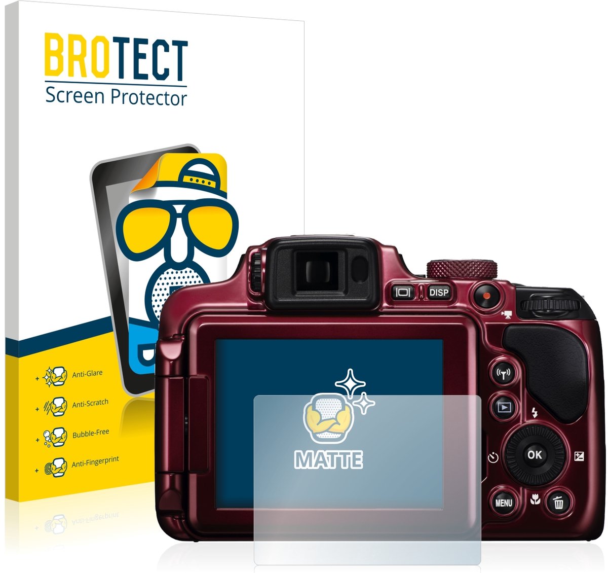 BROTECT - Screenprotector voor Nikon Coolpix P610 - Folie Beschermfolie matte 2 Stuks