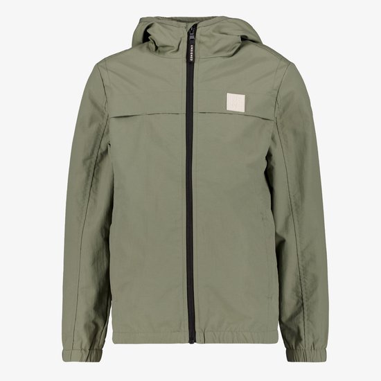 Veste verte Unsigned à capuche et fermeture éclair. Logo blanc sur la poitrine.