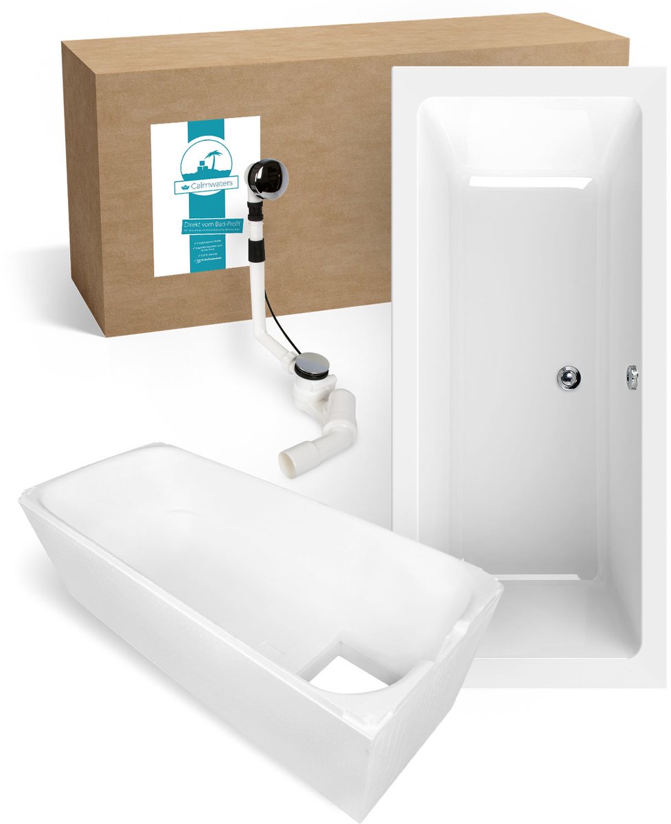 Calmwaters Modern Select - Badkuip - 180 x 80 cm - Set badkuipdragers