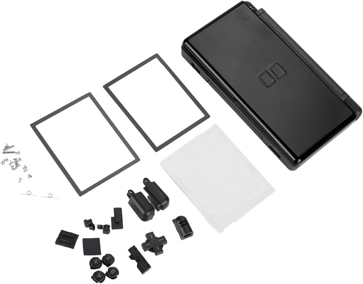 Transparante behuizing kit voor DS Lite - zwart - volledige reparatieonderdelen