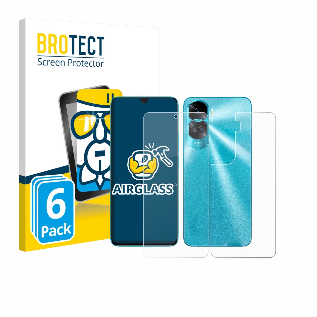 Screenprotector 6 Stuks voor Honor 90 Lite (Voor+Achter) Beschermglas transparant