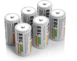 Oplaadbare C Batterijen 5000mAh - Set van 6 Ni-MH C Cellen