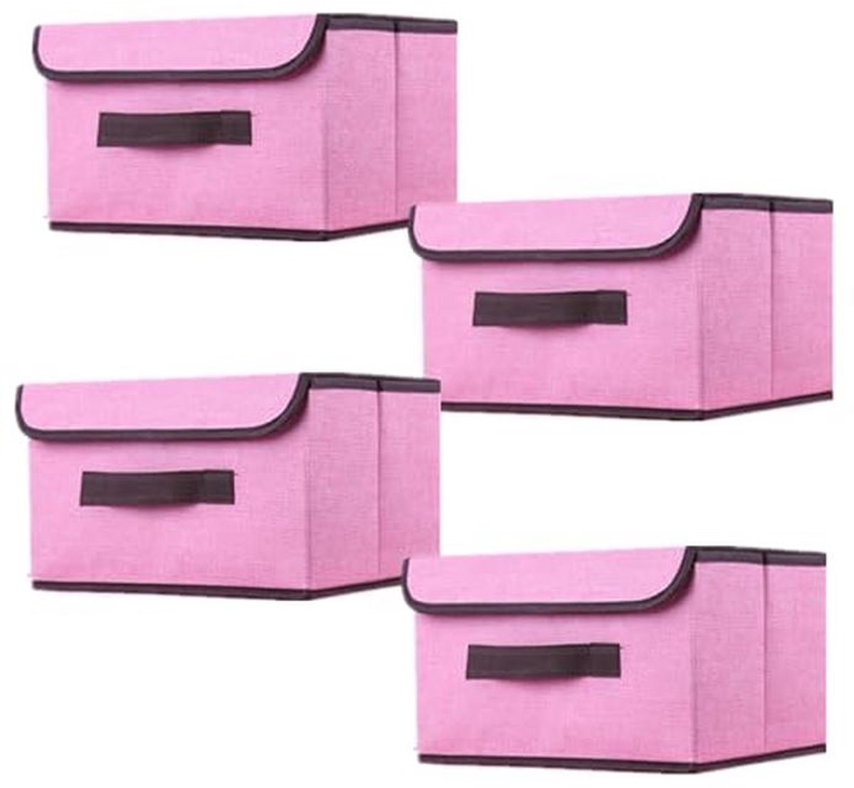 4-delige Set Opvouwbare Stoffen Opbergdozen met Deksel voor Kast Organizer