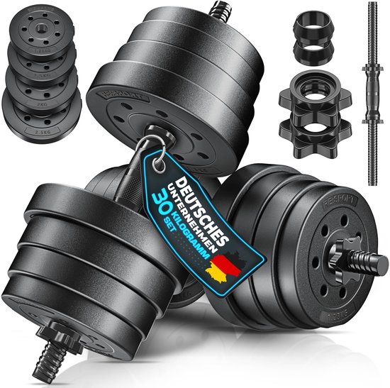 RE:SPORT Halterset van 2 verstelbaar 15/20/30/40 kg | Korte halters met gewichten & 4 stersluitingen | Fitness halterset voor spieropbouw, workout & thuis trainen
